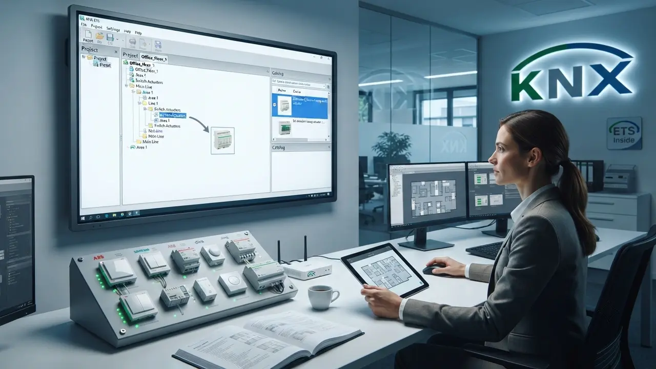 Person sitting on a chair and opening ets interface